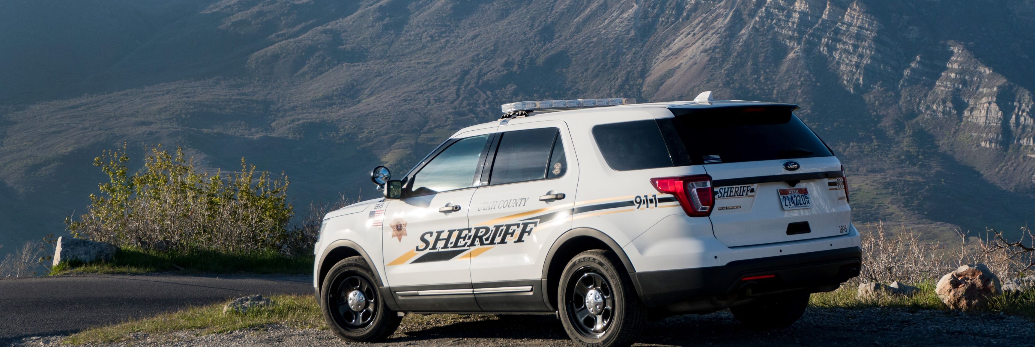 Provo Canyon with Sheriff's Office Car